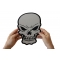 Skull Patch, Large Skull Patches for Biker Jackets shown on hand for size comparison