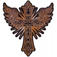 Christian Cross with Wings Large Back Patch