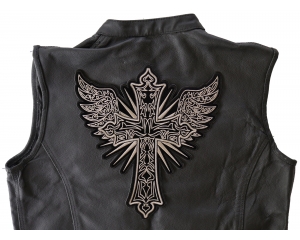 Christian Cross with Wings Large Back Patch