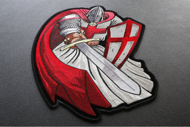 Red Cape Templar Knight Large Embroidered Iron on Patch