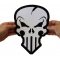 Nasty Skull Large Back Patch Punisher Skull Patch, Large Skull Patches for Back of Jackets shown on hand for size comparison