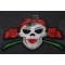 Rockabilly Lady Skull Large Patch Girly Skull and Roses Patch diagonal view