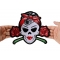 Rockabilly Lady Skull Large Patch Girly Skull and Roses Patch, Large Skull Patches for Back of Jackets shown on hand for size comparison