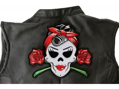 Rockabilly Lady Skull Large Patch