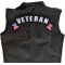 Veteran Patch, US Flag Large Rocker Patch shown on leather vest