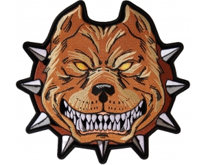 Pit Bull Spike Collar Large Iron on Patch