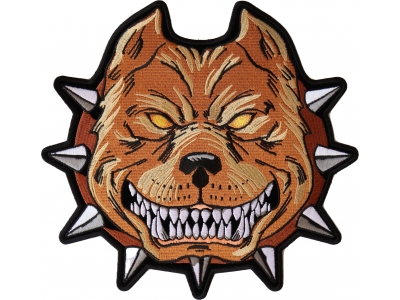 Pit Bull Spike Collar Large Iron on Patch