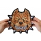 Pit Bull Spike Collar Large Iron on Patch shown on hand for size comparison