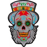 Sugar Skull with Beard Large Back Patch