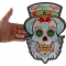Sugar Skull with Beard Large Back Patch Bearded Sugar Skull Patch, Large Skull Patches for Back of Jackets shown on hand for size comparison