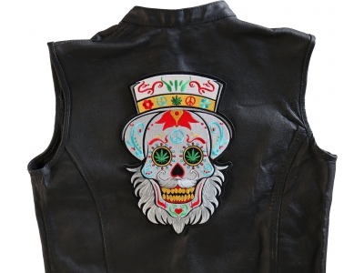 Sugar Skull with Beard Large Back Patch