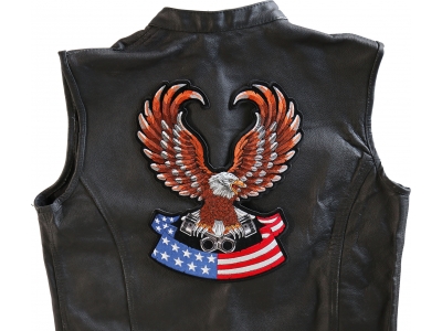 Patriotic Eagle US Flag Pistons Large Biker Patch Patch