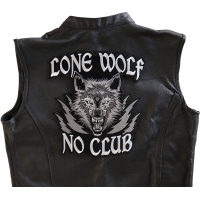 Lone Wolf No Club Large Biker Back Patch Lone Wolf No Club Large Biker Back Patch