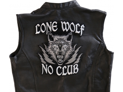 Lone Wolf No Club Large Biker Back Patch