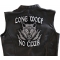 Lone Wolf No Club Patch, Large Biker Back Patches for Leather Vests shown on leather vest