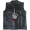 Skeleton Fuck You Middle Finger Large Back Patch Fuck You Skeleton Middle Finger Patch, Large Back Patches for Vests shown on leather vest