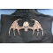 Bat Wings Skull Patch, Large Skull Patches for Back of Vests shown on leather vest