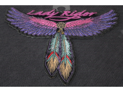 Lady Rider Wings And Feather Small Tribal Patch | Embroidered