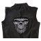 Large Vibration Skull Patch | Embroidered Patches shown on leather vest