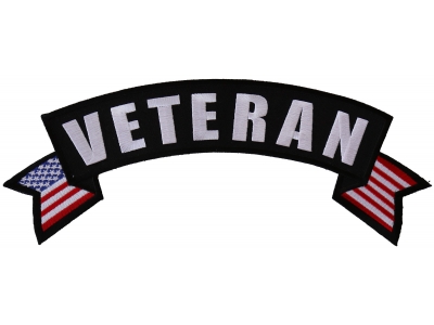 Veteran Top Rocker Patch With US Flag | US Military Veteran Patches