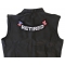Retired Bottom Rocker With Flags Patch | US Military Veteran Patches Retired Patch, US Flag Large Rocker Patch shown on leather vest
