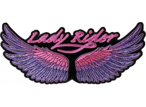 Lady Rider Wings Purple Large Back Patch | Embroidered Biker Patches