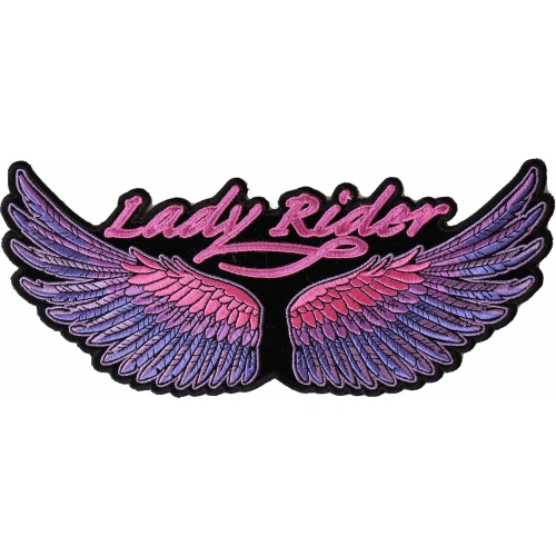 Lady Rider Pink Rose With Feather Embroidered Biker Patch FREE SHIP