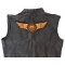 Winged Wheel Orange Large Back Patch - Iron on Patch - 11x4 inch shown on leather vest