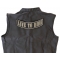 Live To Ride Lower Rocker Beige Over Black Patch - Iron on Patch - 10x4 inch shown on leather vest