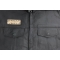 No Soliciting Go Away Oak Wood Patch shown on leather vest