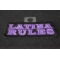 Latina Rules Funny Iron on Patch  diagonal view