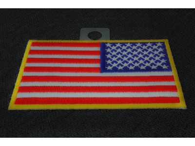 Reversed US Flag Patch 4 Inch Yellow Border | Embroidered Patches
