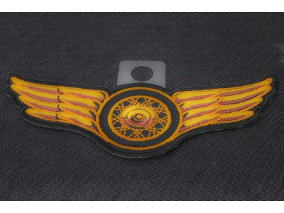 Winged Wheel Small Orange Patch | Embroidered Biker Patches