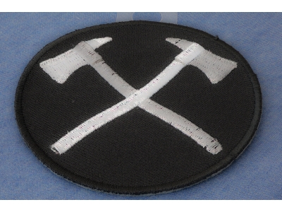 Crossed Firefighter Axes In Silver Patch | Embroidered Patches
