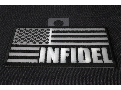 Infidel American Flag Black White Patch | US Military Veteran Patches