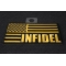 Infidel American Flag Black Yellow Patch | US Military Veteran Patches Infidel American Flag Black Yellow Patch diagonal view