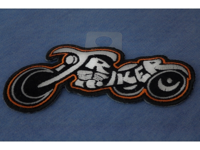 Triker Small Patch In White And Orange | Embroidered Biker Patches
