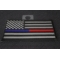 Red and Blue Line Law Enforcement and Firefighter Support American Flag Patch diagonal view