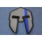 Spartan Helmet Blue Line Police Patch Spartan Helmet Patch with Blue Stripe diagonal view