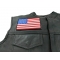 American Flag Patch with Black Borders American Flag Patch with Black Borders - 5x3 inch. Embroidered Iron on Patch shown on leather vest
