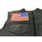 American REVERSED Flag Patch with Yellow Borders - Iron on Patch - 5x3 inch shown on leather vest