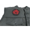 Anarchy Red Round Patch - 3 inch shown on leather vest