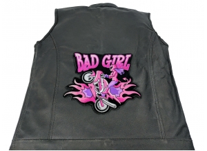 Bad Girl Wheeley Biker Large Patch | Embroidered Biker Patches