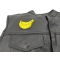 Bananas Patch | Embroidered Patches Bananas Patch - 3x2.6 inch. Embroidered Iron on Patch shown on leather vest