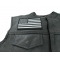 Black and White American Flag Patch with Black Borders Black and White American Flag Patch with Black Borders - 5x3 inch. Embroidered Iron on Patch shown on leather vest