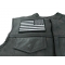 Black and White American Flag REVERSED Patch with Black Borders - Iron on Patch - 5x3 inch shown on leather vest