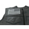 Black and White American REVERSED Flag Patch with White Borders Black and White American REVERSED Flag Patch with White Borders - Iron on Patch - 5x3 inch shown on leather vest