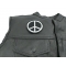 Black White Peace Sign Patch | Embroidered Patches Black White Peace Sign Patch - 3x3 inch. Embroidered Iron on Patch shown on leather vest