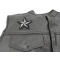 Black White Star Patch - 3x3 inch. Embroidered Iron on Patch shown on leather vest