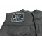 Blessed Are The Peacemakers Thin Blue Line Patch For Law Enforcement | Embroidered Patches Blessed Are The Peacemakers Thin Blue Line Patch - 3.5x3.75 inch Embroidered Iron on Patch shown on leather vest